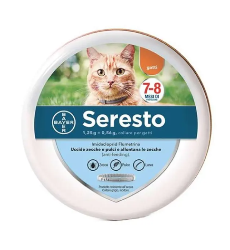 Seresto Collare Gatti 1,25 g + 0,56 g | Imidacloprid e Flumetrina fino a 8 Mesi