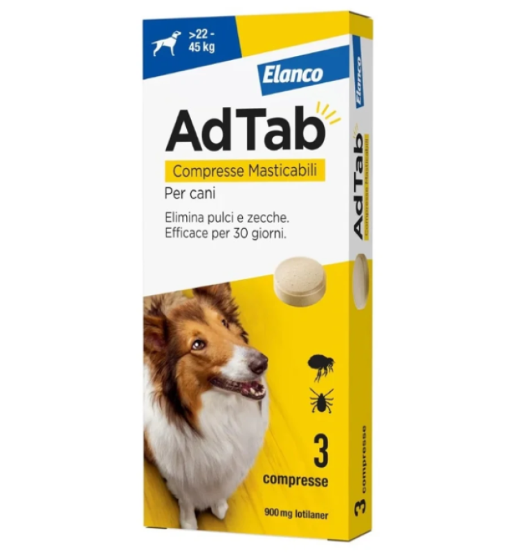 ADTAB Lotilaner Elanco Cani | Antiparassitario Pulci e Zecche 3CPR