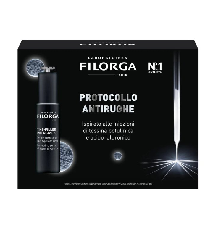 FILORGA BOX PROTOCOLLO ANTIRUGHE 1 TIME FILLER INTENSIVE 5XP30 ML + 1 GWP MINI GUASHA + 1 MINI TIME FILLER 5XP CREAM 15ML + 1 MINI PEEL WRINKLES 5 ML