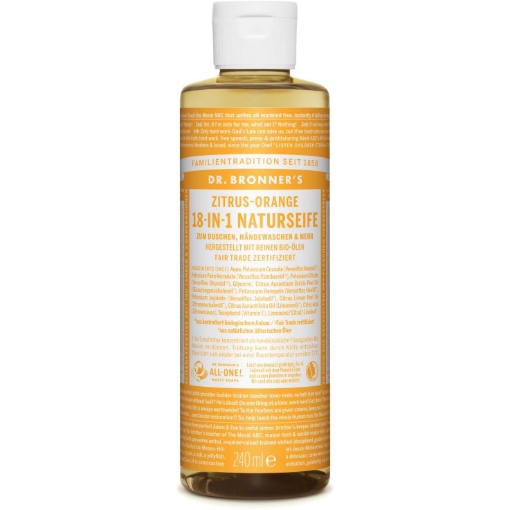 DR BRONNER'S 18-IN-1 LIQUID SOAP CITRUS-ORANGE 240 ML DR BRONNER'S 18-IN-1 LIQUID SOAP CITRUS-ORANGE 240 ML