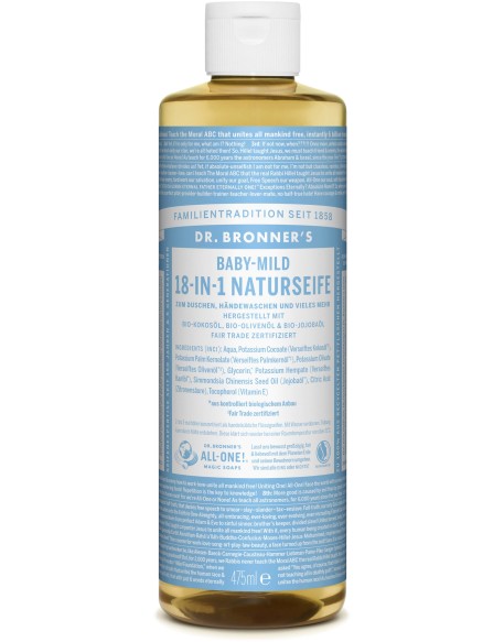 DR BRONNER'S 18-IN-1 LIQUID SOAP UNSCENTED 475 ML