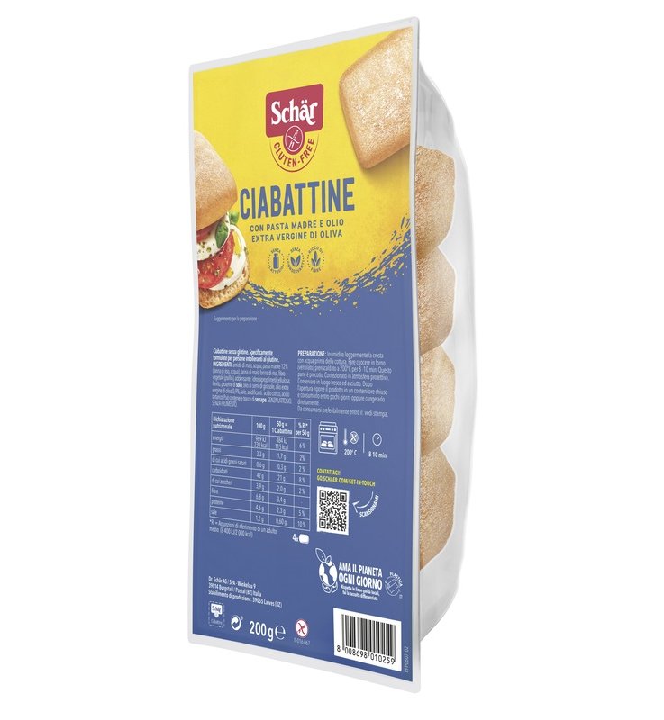 SCHAR CIABATTA PANE 200G S/GL