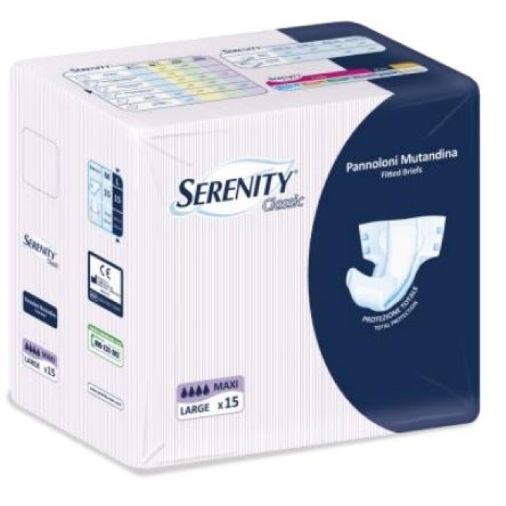 PANNOLONE PER INCONTINENZA A MUTANDINA SERENITY CLASSIC FORMATO MAXI TAGLIA LARGE 15 PEZZI PANNOLONE PER INCONTINENZA A MUTANDINA SERENITY CLASSIC FORMATO MAXI TAGLIA LARGE 15 PEZZI