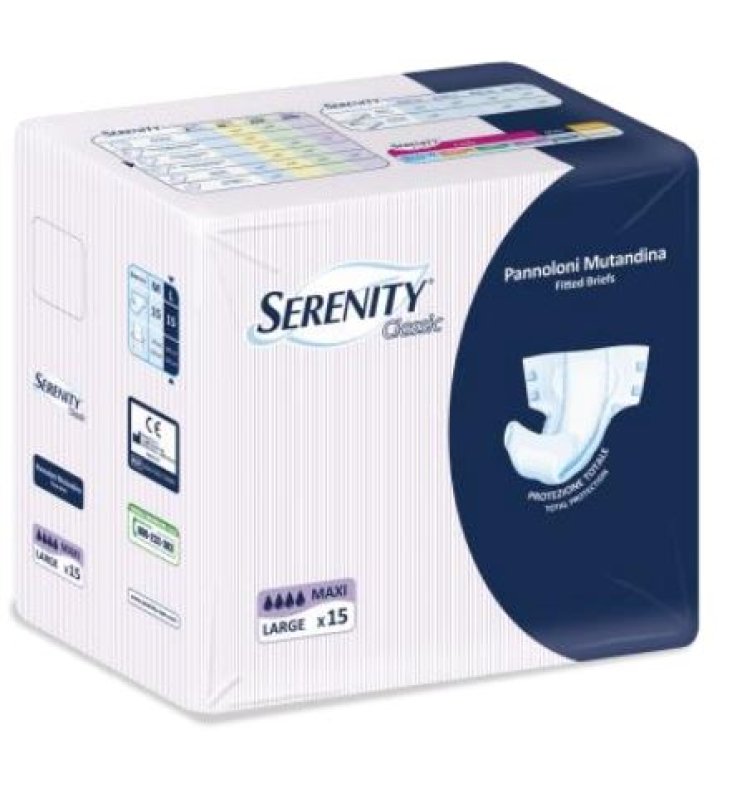 PANNOLONE PER INCONTINENZA A MUTANDINA SERENITY CLASSIC FORMATO MAXI TAGLIA LARGE 15 PEZZI
