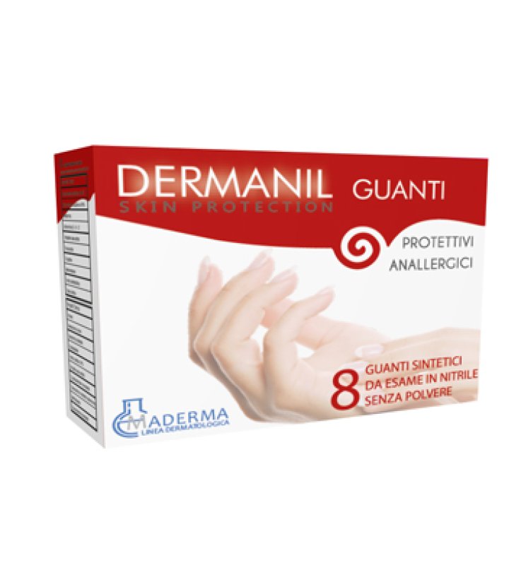 DERMANIL GUANTI PROTETTIVI ANALLERGICI IN NITRILE SENZA POLVERE 8 PEZZI