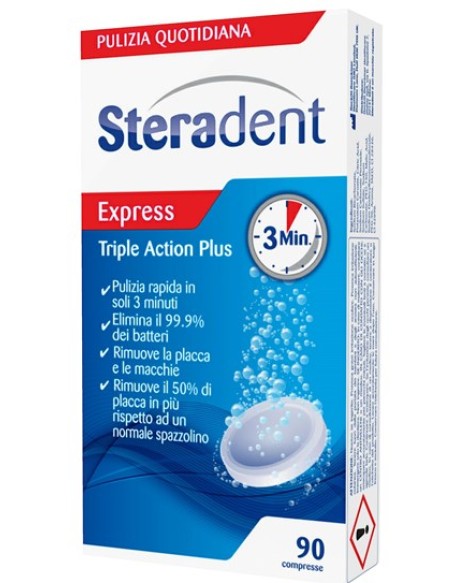 STERADENT TRIPLE ACTION PLUS 90 COMPRESSE PULENTI