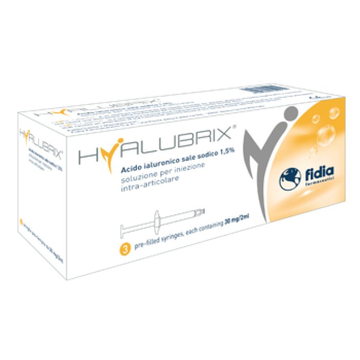 SIRINGA INTRA-ARTICOLARE HYALUBRIX ACIDO IALURONICO 1,5% 30MG 2 ML 3 PEZZI SIRINGA INTRA-ARTICOLARE HYALUBRIX ACIDO IALURONICO 1,5% 30MG 2 ML 3 PEZZI