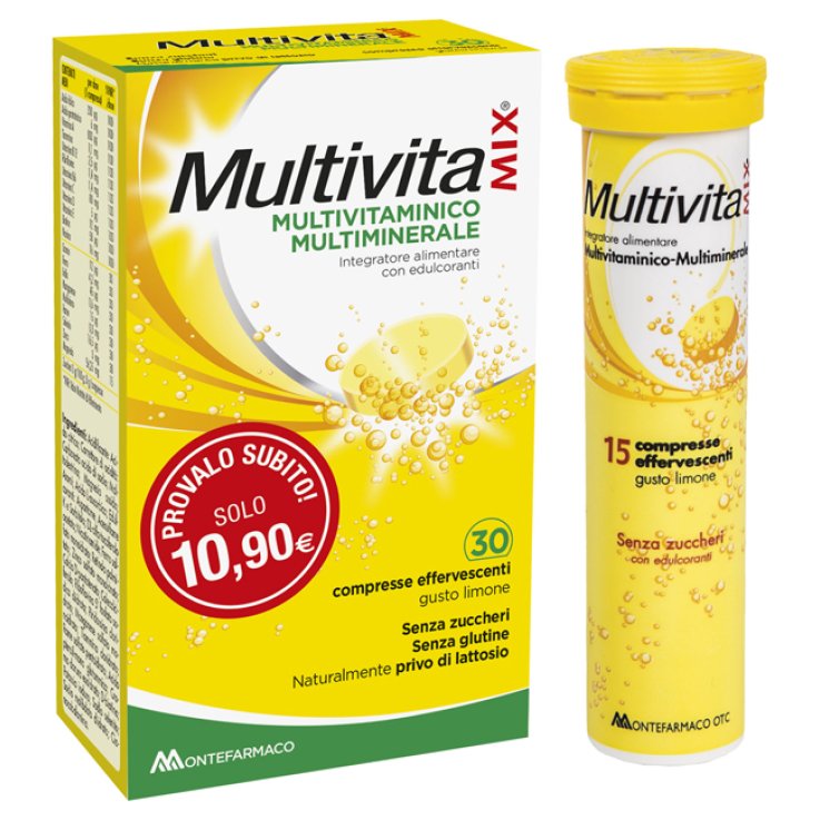 MULTIVITAMIX EFFERVESCENTE SENZA ZUCCHERO E SENZA GLUTINE 30CPR* MULTIVITAMIX EFFERVESCENTE SENZA ZUCCHERO E SENZA GLUTINE 30CPR*
