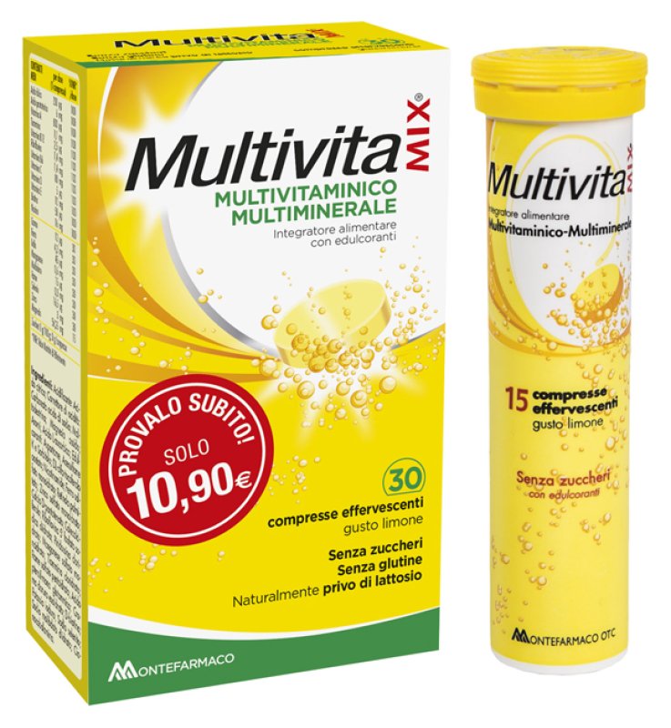 MULTIVITAMIX EFFERVESCENTE SENZA ZUCCHERO E SENZA GLUTINE 30CPR* MULTIVITAMIX EFFERVESCENTE SENZA ZUCCHERO E SENZA GLUTINE 30CPR*