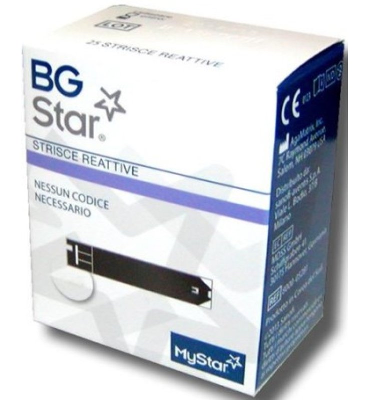 STRISCE PER MISURAZIONE GLICEMIA BGSTAR 25 PEZZI COMPATIBILI