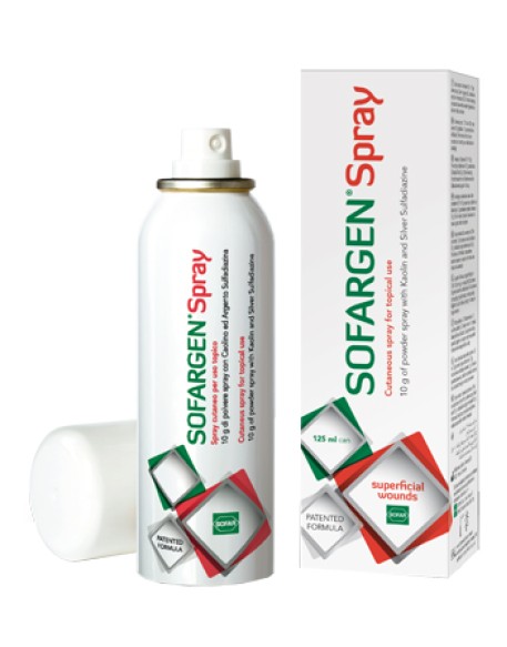 MEDICAZIONE IN POLVERE SPRAY CON CAOLINO E ARGENTO SULFADIAZINA 1% SOFARGEN SPRAY 10 G BOMBOLETTA PRESSURIZZATA 125 ML