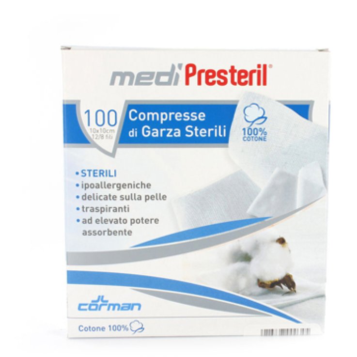 GARZA COMPRESSA MEDIPRESTERIL FU STERILE MONOUSO 10X10CM 100PEZZI GARZA COMPRESSA MEDIPRESTERIL FU STERILE MONOUSO 10X10CM 100PEZZI