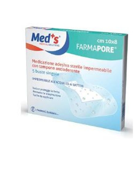 MEDS PORE MEDICAZIONE IN POLIURETANO ADESIVA IMPERMEABILE 10X8CM 5 PEZZI