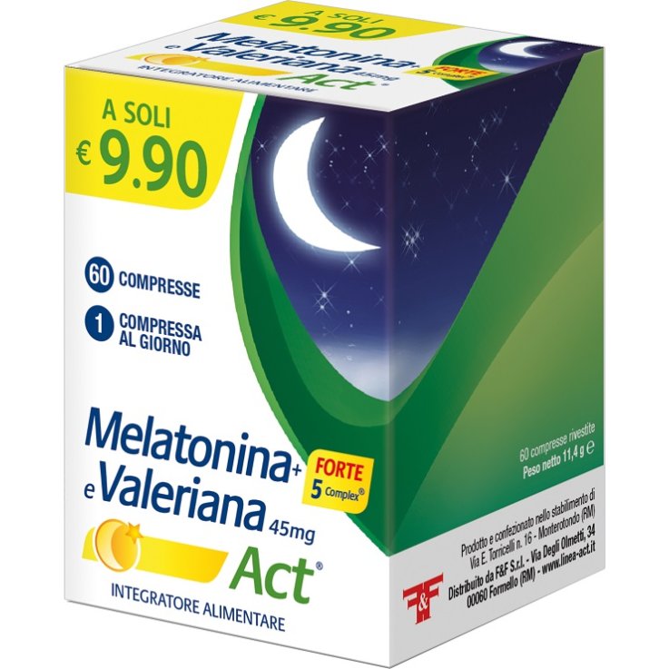 MELATONINA ACT 1MG +VALERIANA 5 FORTE COMPLEX 60 COMPRESSE MELATONINA ACT 1MG +VALERIANA 5 FORTE COMPLEX 60 COMPRESSE