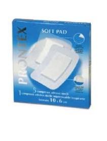 GARZA COMPRESSA PRONTEX SOFT PAD 10X6 CM 6 PEZZI (5 TNT + 1IMPERMEABILE AQUA PAD)