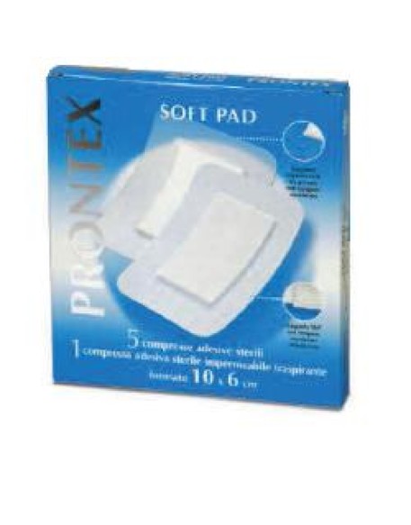 GARZA COMPRESSA PRONTEX SOFT PAD 10X6 CM 6 PEZZI (5 TNT + 1IMPERMEABILE AQUA PAD)