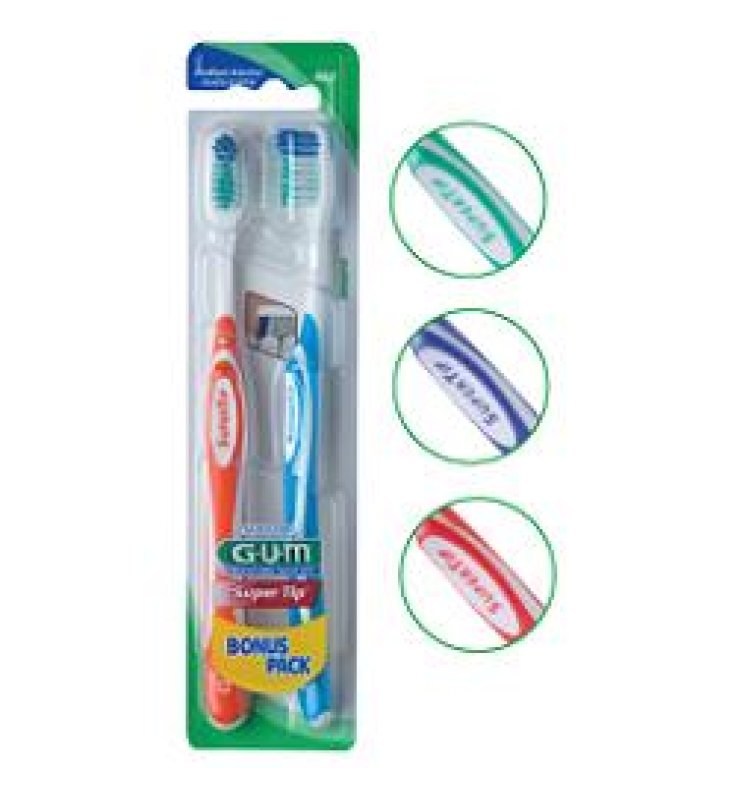 GUM SUPER TIP 463 COMPACT SPAZZOLINO MEDIO BONUS PACK 2 PEZZI
