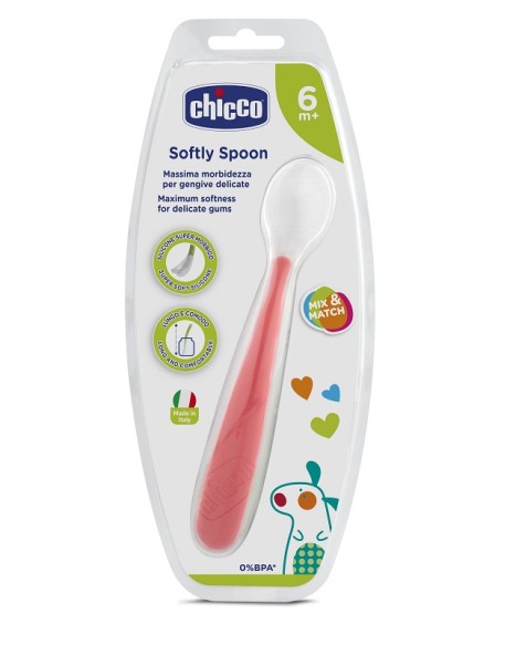 CHICCO CUCCHIAIO MORBIDO SILICONE 6M+ ROSSO UP