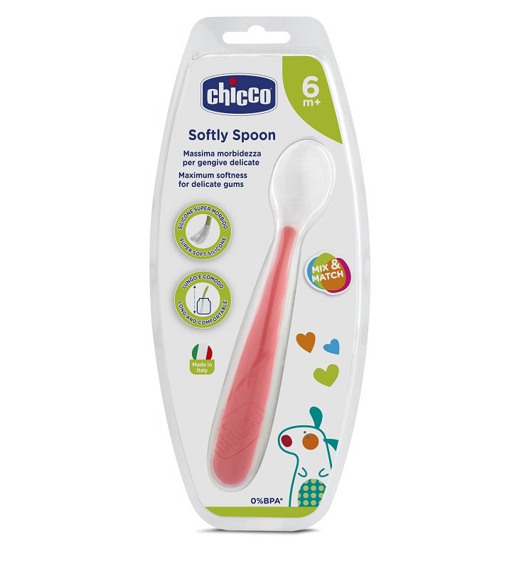 CHICCO CUCCHIAIO MORBIDO SILICONE 6M+ ROSSO UP