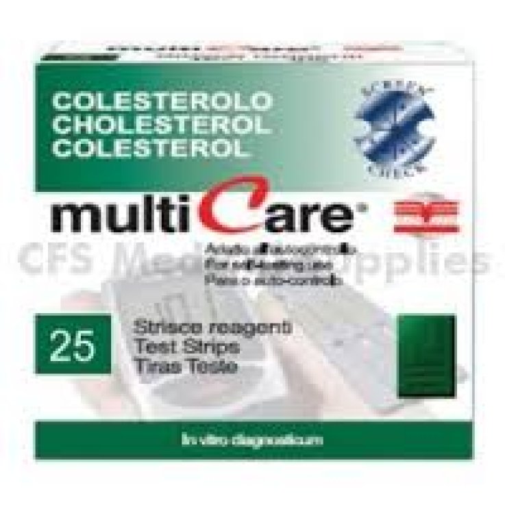 TEST COLESTEROLEMIA MULTICARE COLESTEROLO IN STRISCE CHIP 25PEZZI TEST COLESTEROLEMIA MULTICARE COLESTEROLO IN STRISCE CHIP 25PEZZI
