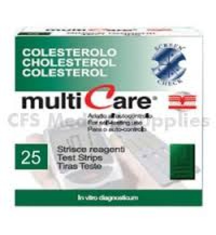 TEST COLESTEROLEMIA MULTICARE COLESTEROLO IN STRISCE CHIP 25PEZZI TEST COLESTEROLEMIA MULTICARE COLESTEROLO IN STRISCE CHIP 25PEZZI