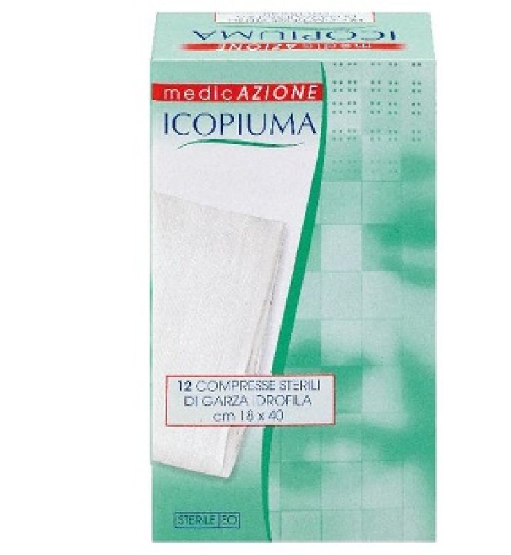 GARZA COMPRESSA IDROFILA ICOPIUMA 18X40CM 12 PEZZI GARZA COMPRESSA IDROFILA ICOPIUMA 18X40CM 12 PEZZI