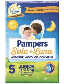 PANNOLINO PER BAMBINO PAMPERS SOLE & LUNA FLASH JUNIOR 16 PEZZI