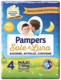 PANNOLINO PER BAMBINO PAMPERS SOLE & LUNA MAXI 18 PEZZI