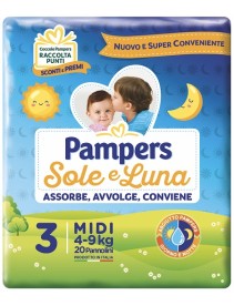 PANNOLINO PER BAMBINO PAMPERS SOLE & LUNA MIDI 20 PEZZI