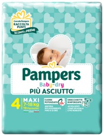 PANNOLINI PER BAMBINI PAMPERS BABY DRY DOWNCOUNT NO FLASH MAXI 19 PEZZI