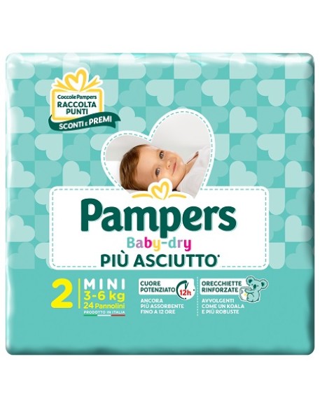 PANNOLINI PER BAMBINI PAMPERS BABY DRY DOWNCOUNT NO FLASH MINI 24 PEZZI BUONO SCONTO