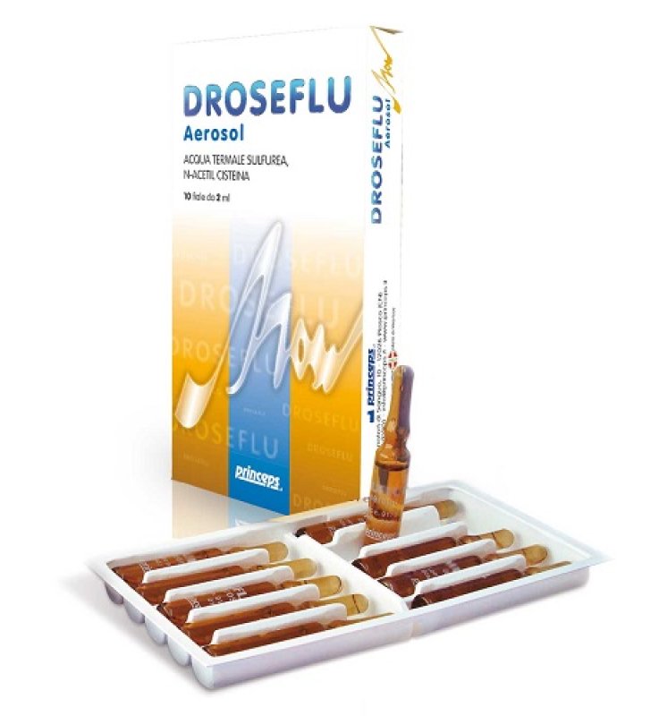 DROSEFLU FIALE AEROSOL ACQUA TERMALE SULFUREA 10 FIALE DA 2ML