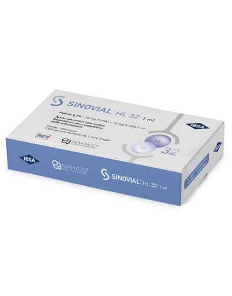 SIRINGA INTRA-ARTICOLARE SINOVIAL HL 3,2% ACIDO IALURONICO (H-HA) 16 MG / ACIDO IALURONICO (L-HA) 16 MG 1 SIRINGA PRERIEMPITA 1 ML + 2 AGHI