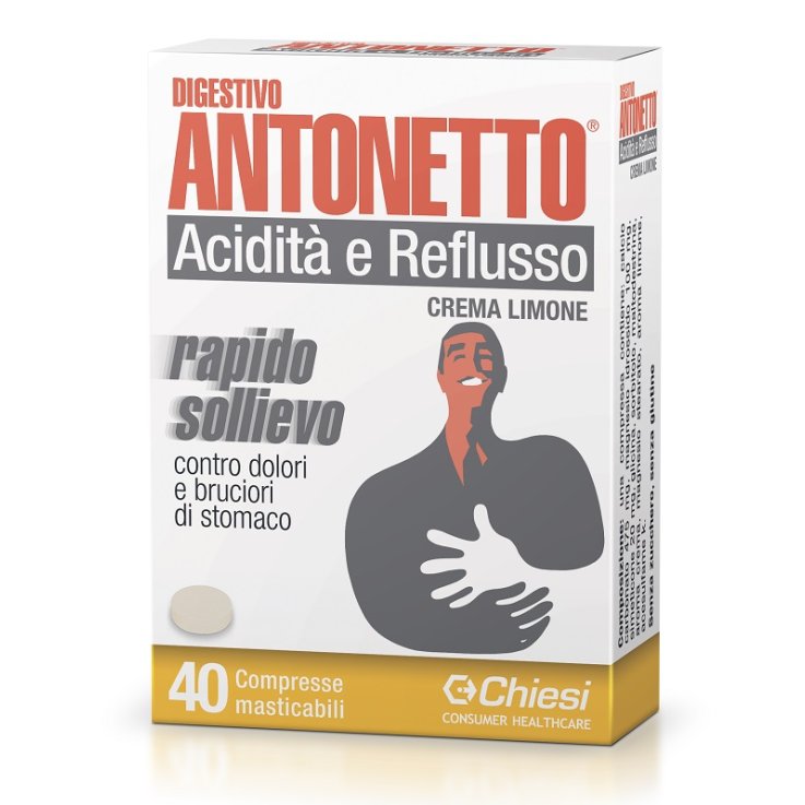 DIGESTIVO ANTONETTO ACIDITA' E REFLUSSO CREMA AL LIMONE 40 COMPRESSE MASTICABILI DIGESTIVO ANTONETTO ACIDITA' E REFLUSSO CREMA AL LIMONE 40 COMPRESSE MASTICABILI
