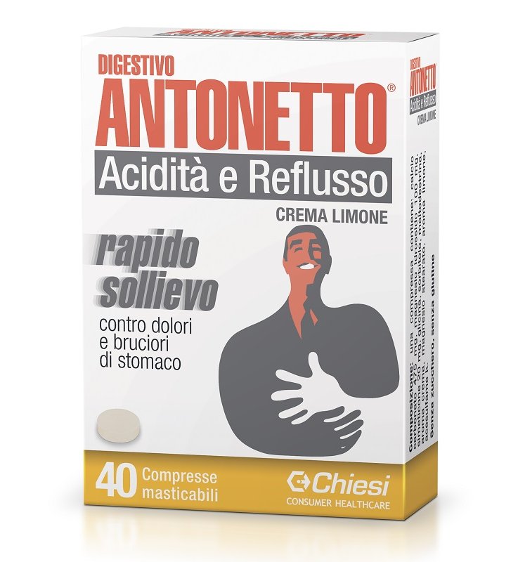 DIGESTIVO ANTONETTO ACIDITA' E REFLUSSO CREMA AL LIMONE 40 COMPRESSE MASTICABILI DIGESTIVO ANTONETTO ACIDITA' E REFLUSSO CREMA AL LIMONE 40 COMPRESSE MASTICABILI