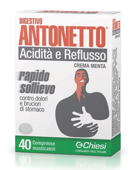 DIGESTIVO ANTONETTO ACIDITA' E REFLUSSO CREMA ALLA MENTA 40COMPRESSE MASTICABILI