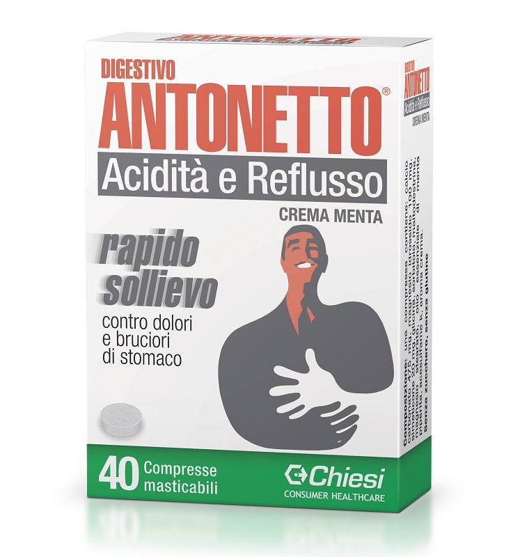 DIGESTIVO ANTONETTO ACIDITA' E REFLUSSO CREMA ALLA MENTA 40COMPRESSE MASTICABILI DIGESTIVO ANTONETTO ACIDITA' E REFLUSSO CREMA ALLA MENTA 40COMPRESSE MASTICABILI
