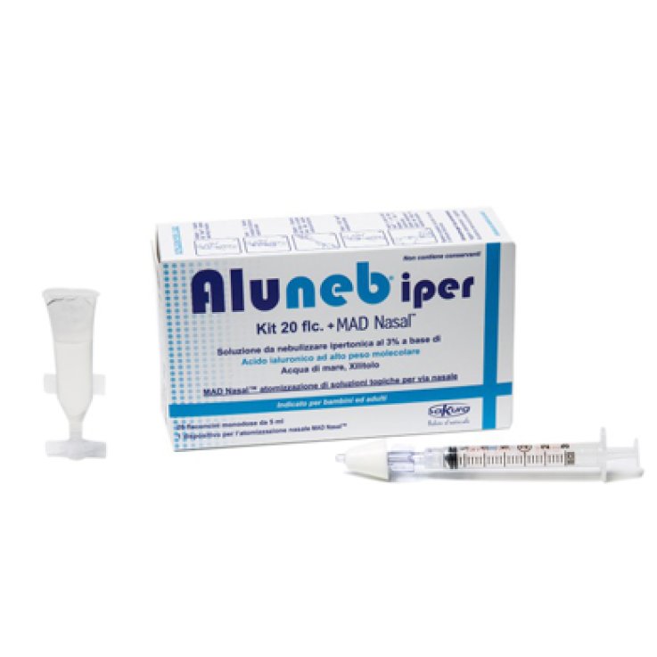 ALUNEB KIT SOLUZIONE IPERTONICA 3% 20 FLACONCINI + MAD NASALATOMIZZATORE ALUNEB KIT SOLUZIONE IPERTONICA 3% 20 FLACONCINI + MAD NASALATOMIZZATORE