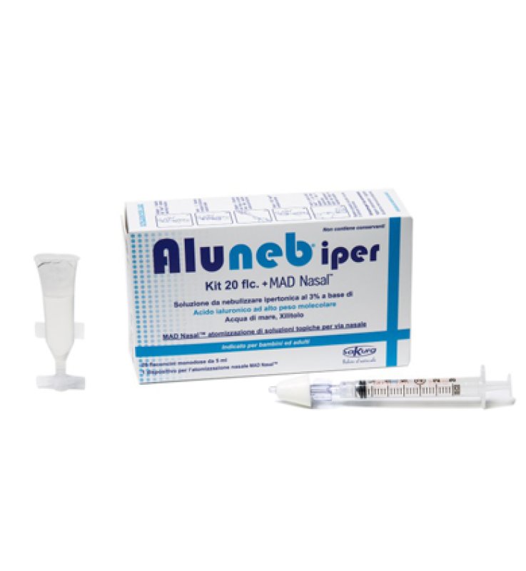 ALUNEB KIT SOLUZIONE IPERTONICA 3% 20 FLACONCINI + MAD NASALATOMIZZATORE