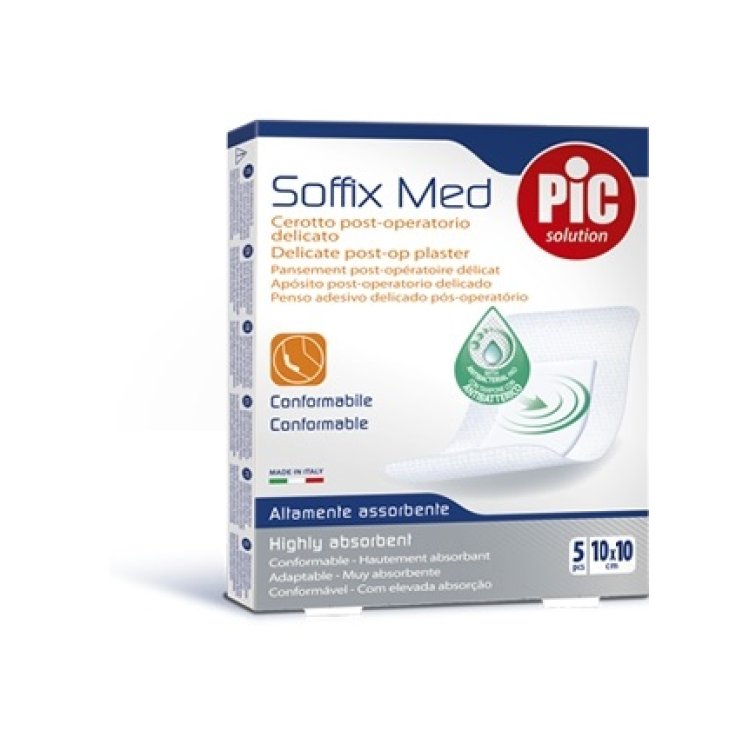 CEROTTO PIC SOFFIX MED IN TNT CON TAMPONE CENTRALE ASSORBENTE STERILE MONOUSO 10X10 CM ANTIBATTERICO 5 PEZZI CEROTTO PIC SOFFIX MED IN TNT CON TAMPONE CENTRALE ASSORBENTE STERILE MONOUSO 10X10 CM ANTIBATTERICO 5 PEZZI