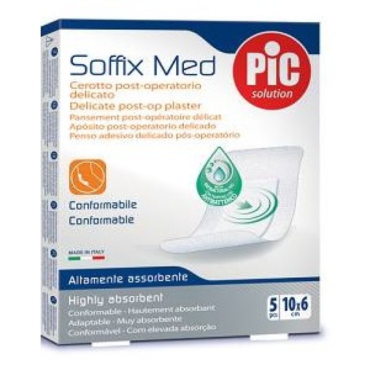 CEROTTO PIC SOFFIX MED IN TNT CON TAMPONE CENTRALE ASSORBENTE STERILE MONOUSO 10X6 CM ANTIBATTERICO 5 PEZZI CEROTTO PIC SOFFIX MED IN TNT CON TAMPONE CENTRALE ASSORBENTE STERILE MONOUSO 10X6 CM ANTIBATTERICO 5 PEZZI