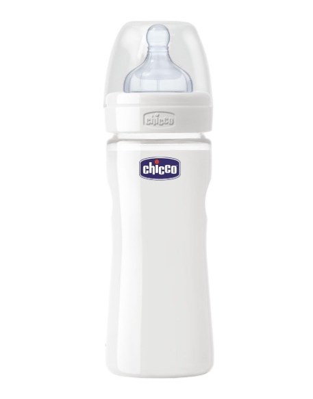 CHICCO BIBERON WELL BEING IN VETRO NON DECORATORATO DA 240 ML NORMAL SILICONE