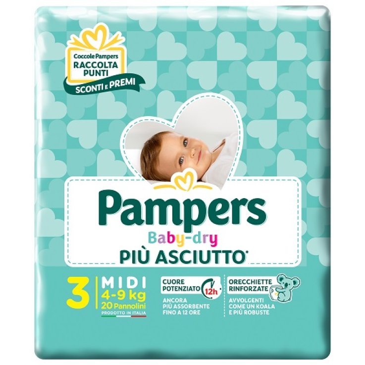 PAMPERS BABY DRY DOWNCOUNT MIDI 20 PEZZI PAMPERS BABY DRY DOWNCOUNT MIDI 20 PEZZI