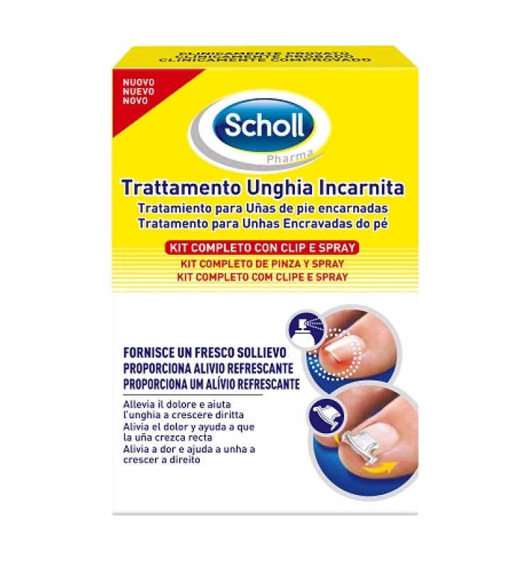 SCHOLL KIT TRATTAMENTO UNGHIA INCARNITA CONTENENTE SPRAY NEBULIZZATORE RINFRESCANTE 22 ML, COLLA PER UNGHIE 8 G, 10 CLIPRADDRIZZA UNGHIA