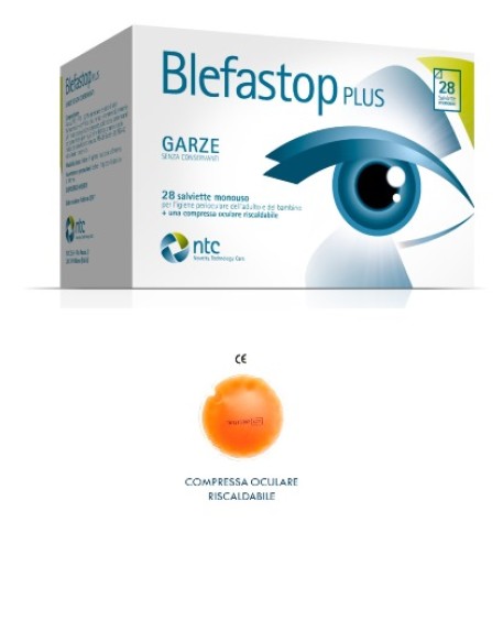 BLEFASTOP PLUS GARZA IN COTONE PIEGATA CON FILO DI BARIO 28SALVIETTE MONOUSO + 1 COMPRESSA OCULARE RISCALDABILE