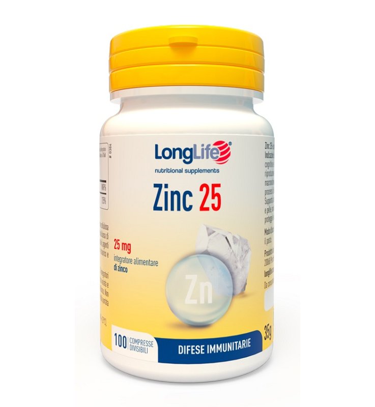 LONGLIFE ZINC 25 MG 100 COMPRESSE LONGLIFE ZINC 25 MG 100 COMPRESSE
