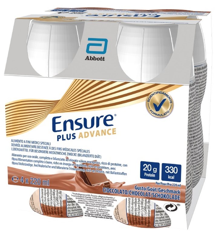ENSURE PLUS ADVANCE CIOCCOLATO 4 BOTTIGLIE DA 220 ML ENSURE PLUS ADVANCE CIOCCOLATO 4 BOTTIGLIE DA 220 ML