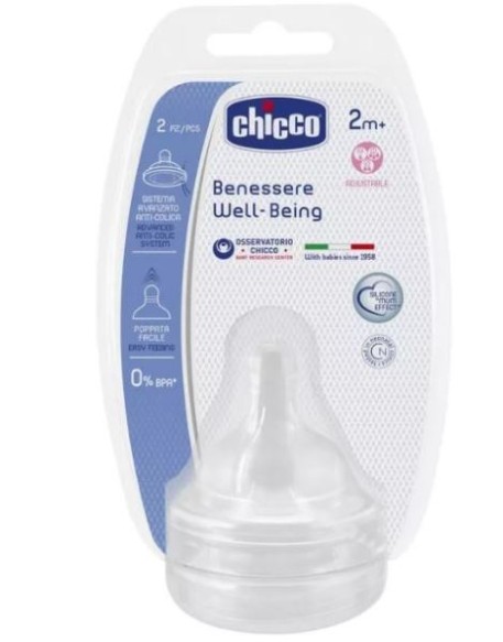 CHICCO TETTARELLA WELL BEING 2 MESI+ ADJ SILICONE 2 PEZZI