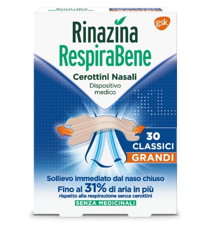 RINAZINA RESPIRABENE CEROTTI NASALI CLASSICI GRANDI CARTON 30 PEZZI