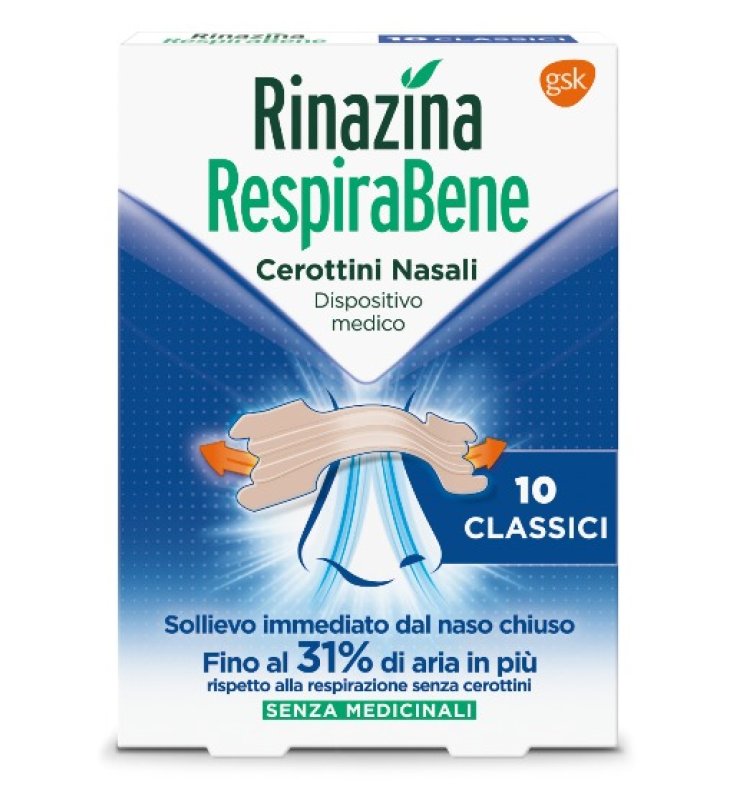 RINAZINA RESPIRABENE CEROTTI NASALI CLASSICI CARTON 10 PEZZI